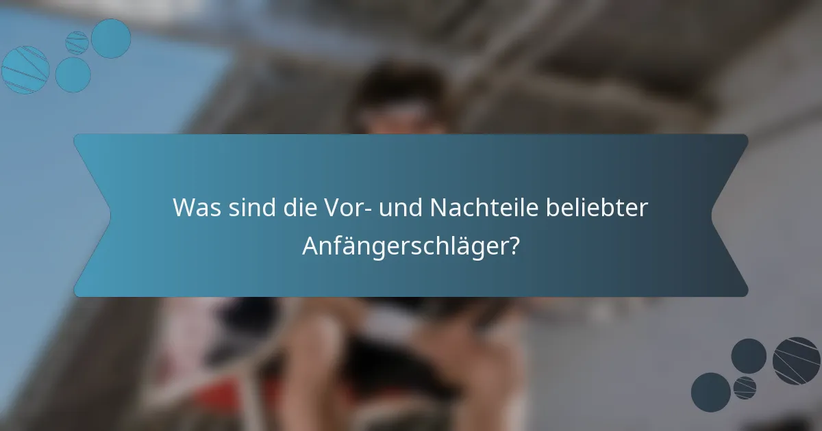 Was sind die Vor- und Nachteile beliebter Anfängerschläger?