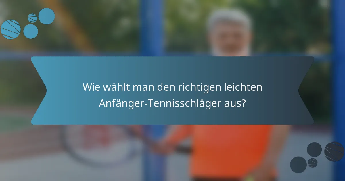 Wie wählt man den richtigen leichten Anfänger-Tennisschläger aus?
